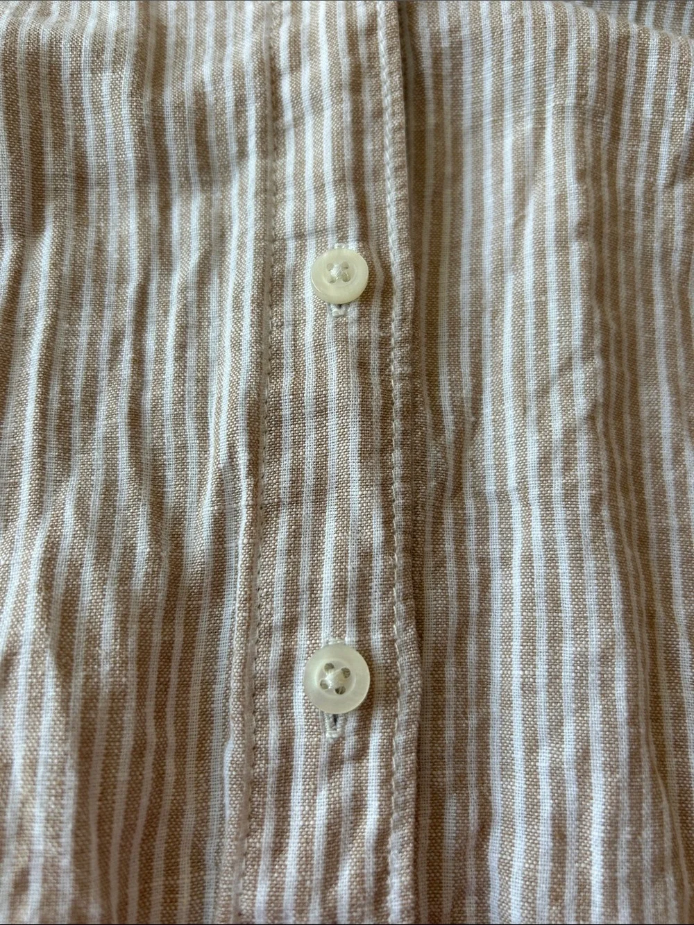 J. Crew Lightweight Striped Short-Sleeve Button-Up Shirt - Cream & Tan